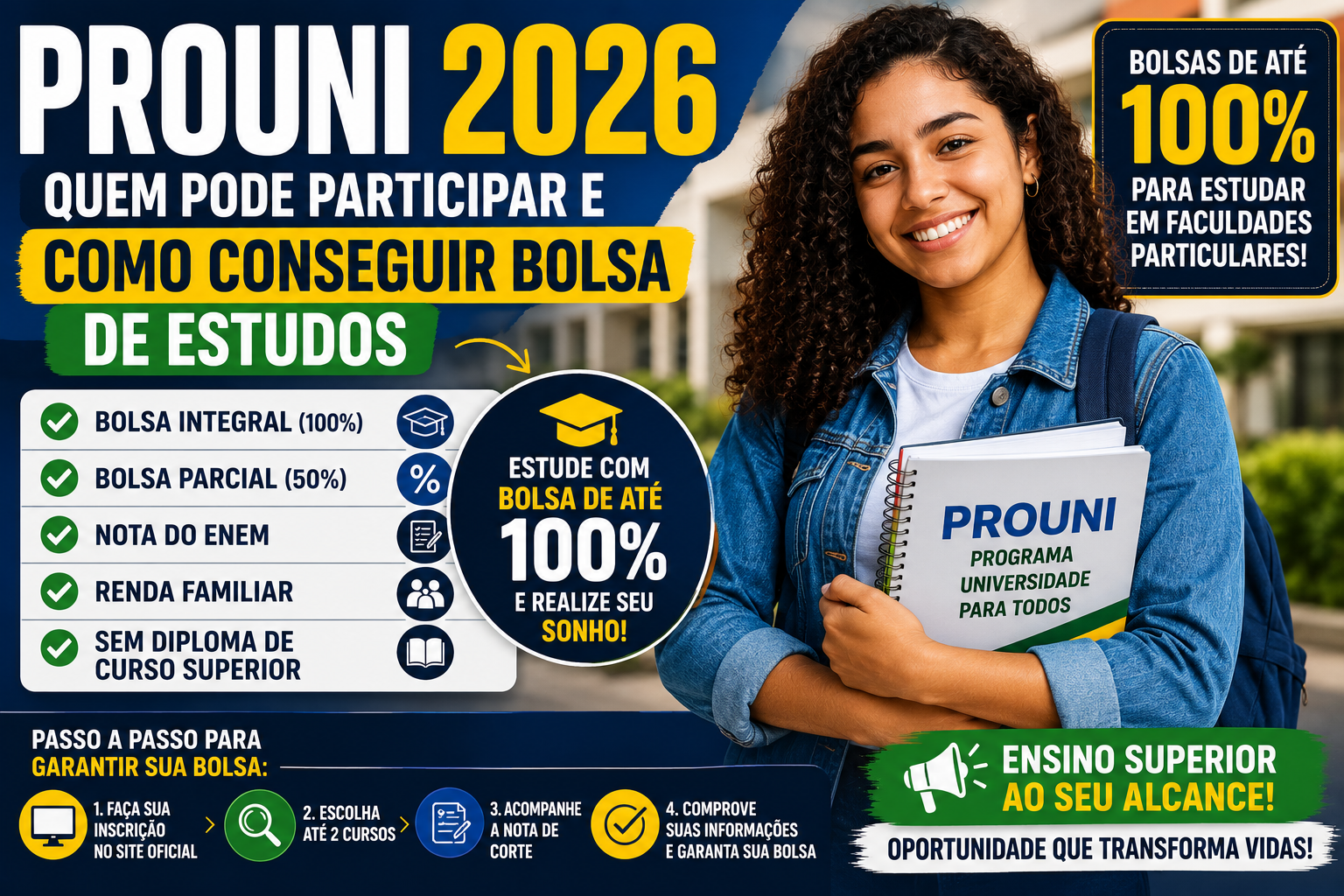 ProUni 2026: Quem Tem Direito e Como Conseguir Bolsa de Estudo de Até 100%