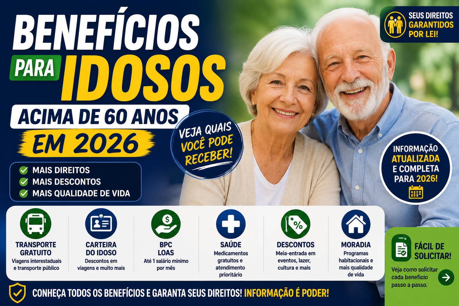 Benefícios para Idosos Acima de 60 Anos em 2026: Veja Quais Você Pode Receber
