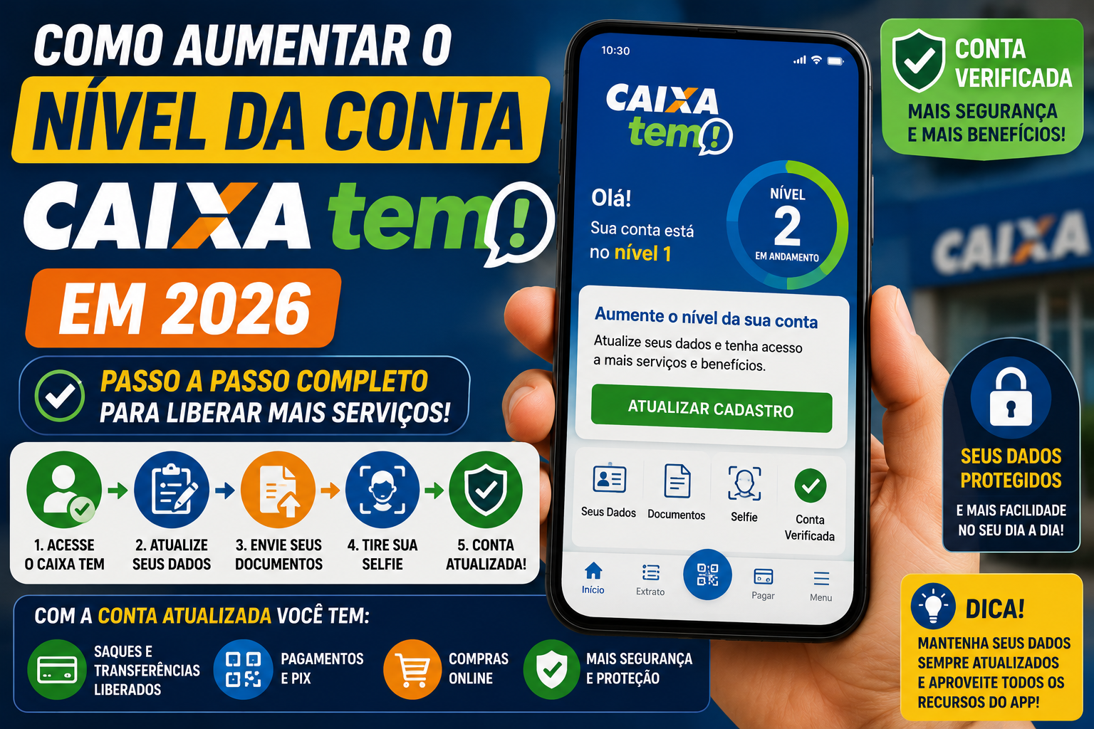 Como Aumentar o Nível da Conta Caixa Tem em 2026 e Liberar Mais Serviços