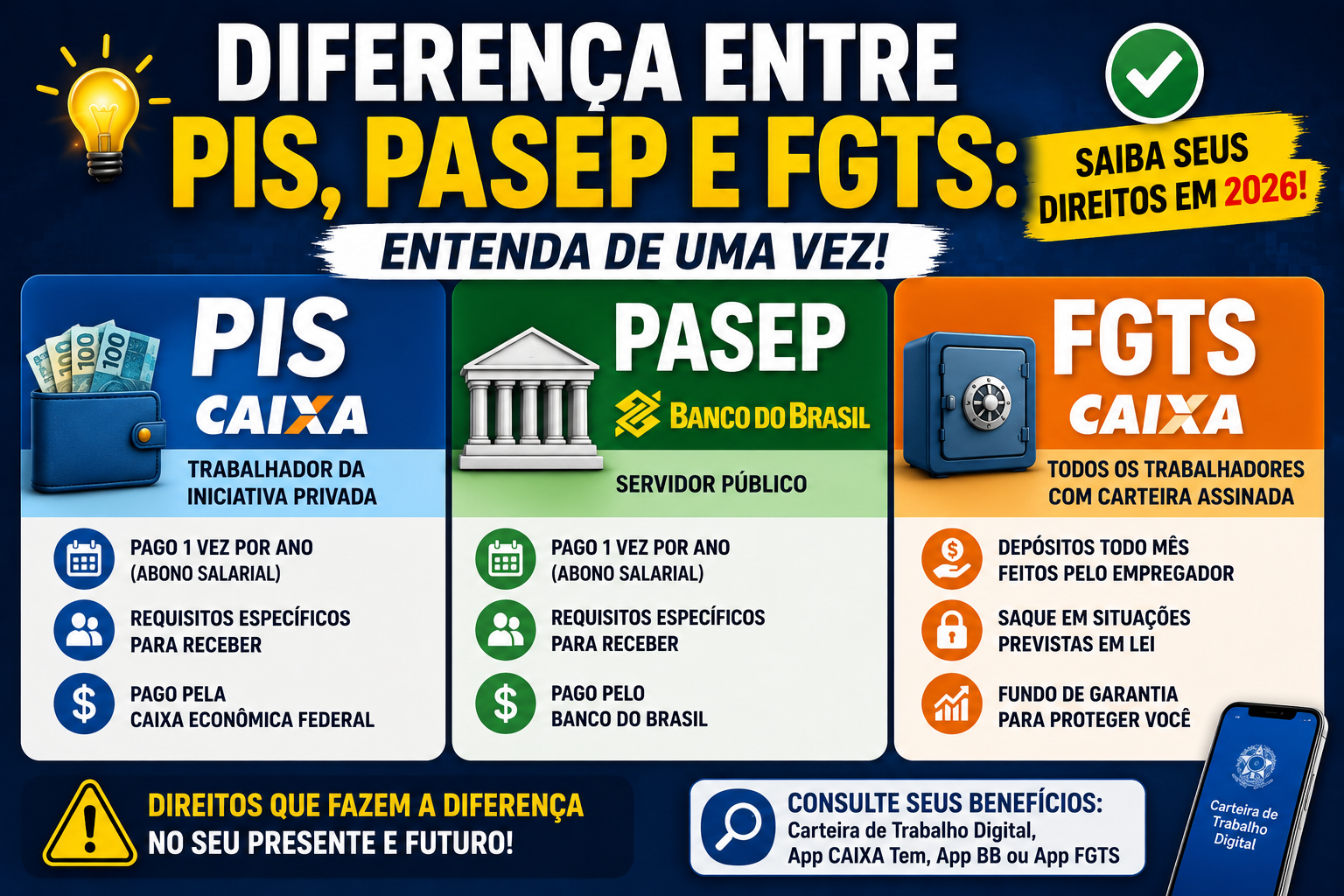 Diferença Entre PIS, PASEP e FGTS: Entenda de Uma Vez