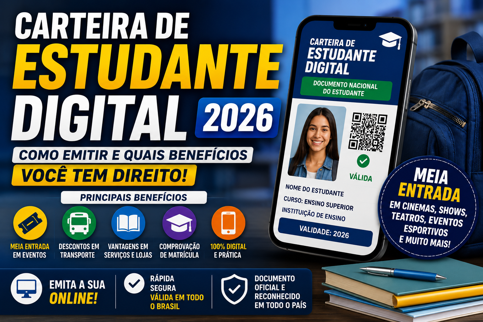 Carteira de Estudante Digital 2026: Como Emitir e Quais Benefícios Você Tem Direito