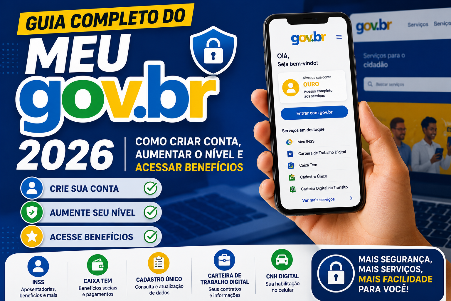 Guia Completo do Meu Gov.br 2026: Como Criar Conta, Aumentar o Nível e Acessar Benefícios