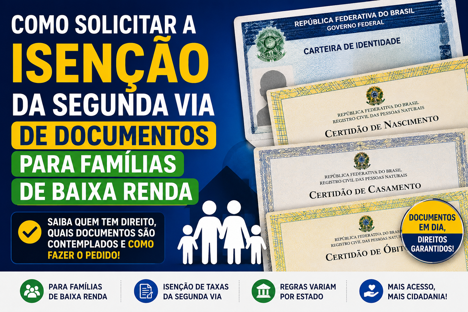 Como Solicitar a Isenção da Segunda Via de Documentos para Famílias de Baixa Renda