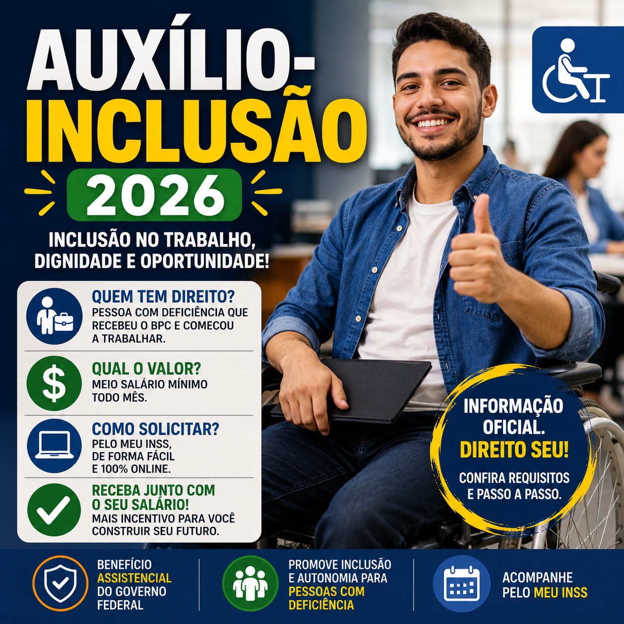 Auxílio-Inclusão 2026: Quem Tem Direito, Qual o Valor e Como Solicitar Pelo Meu INSS