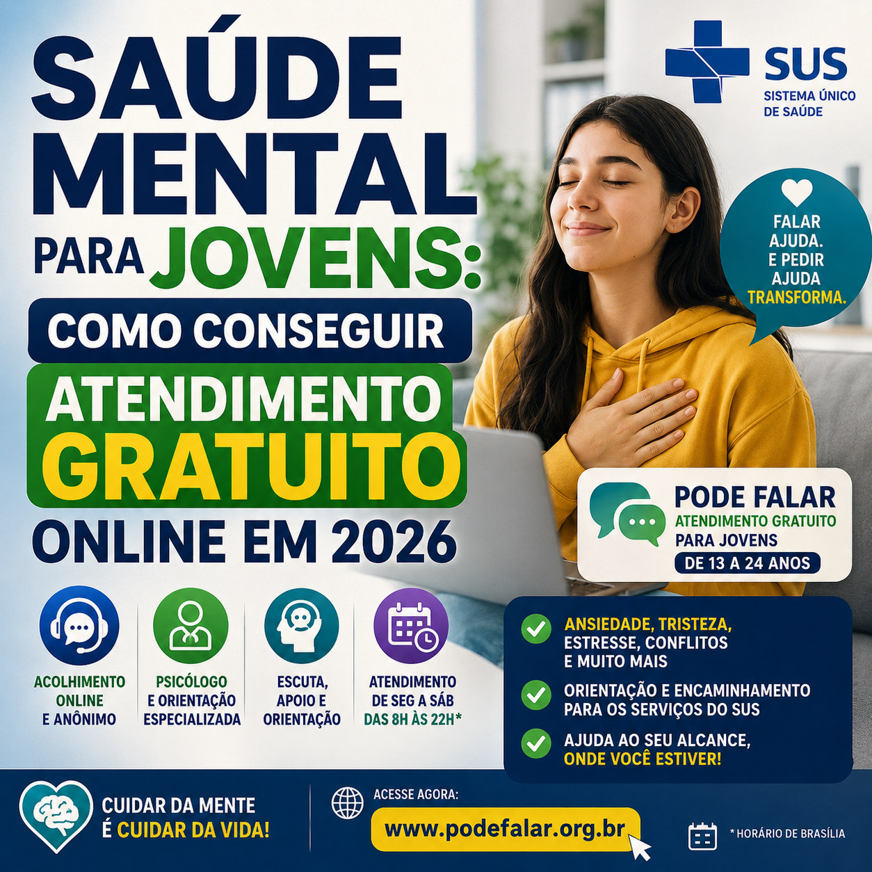 Saúde Mental Para Jovens: Como Conseguir Atendimento Gratuito Online em 2026