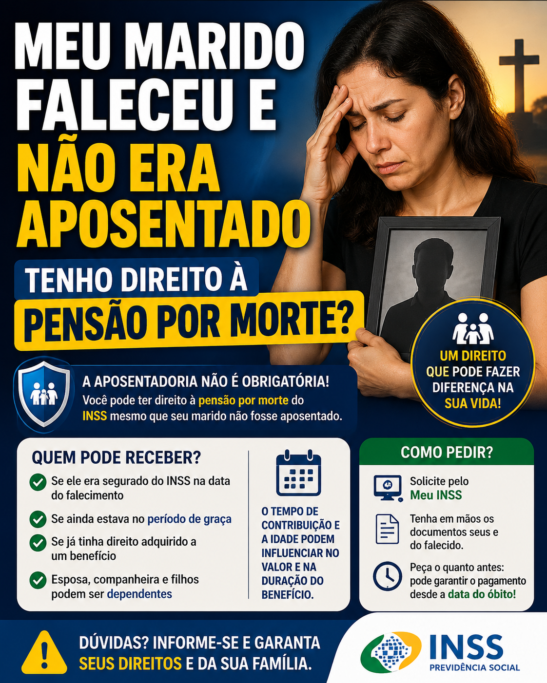 Meu Marido Faleceu e Não Era Aposentado: Tenho Direito à Pensão por Morte do INSS em 2026?