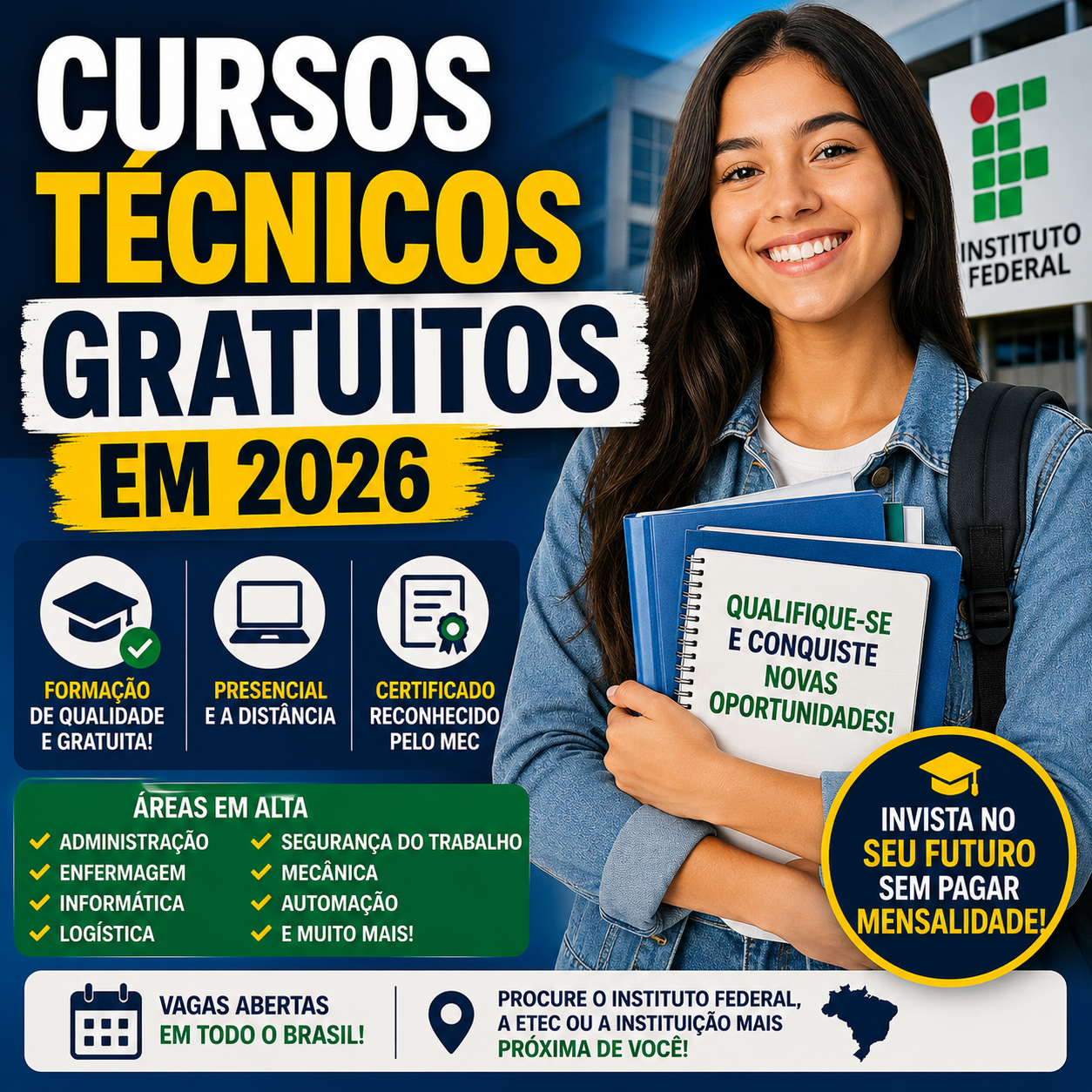Cursos Técnicos Gratuitos em 2026: Veja Onde Encontrar Vagas e Como se Inscrever